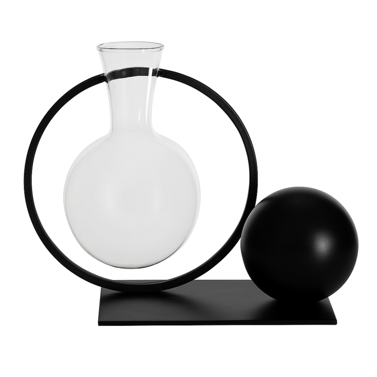 Vaso De Vidro Com Suporte De Metal 16Cm - Tuut